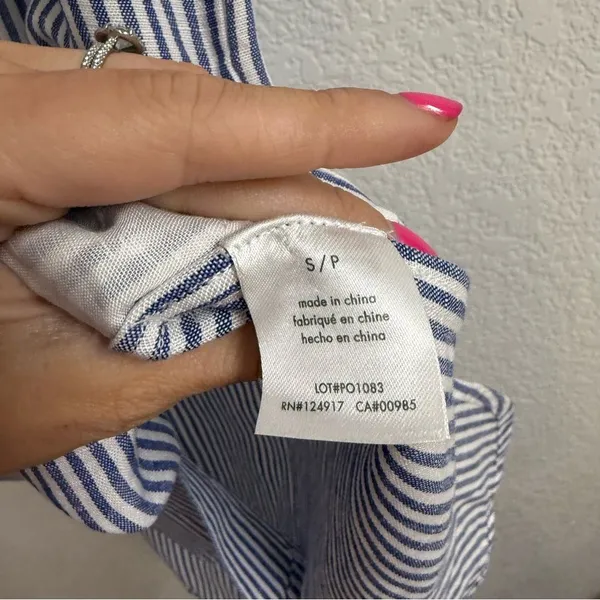 ONIA Striped linen and Lyocell-blend mini shirt dress size small - Image 5