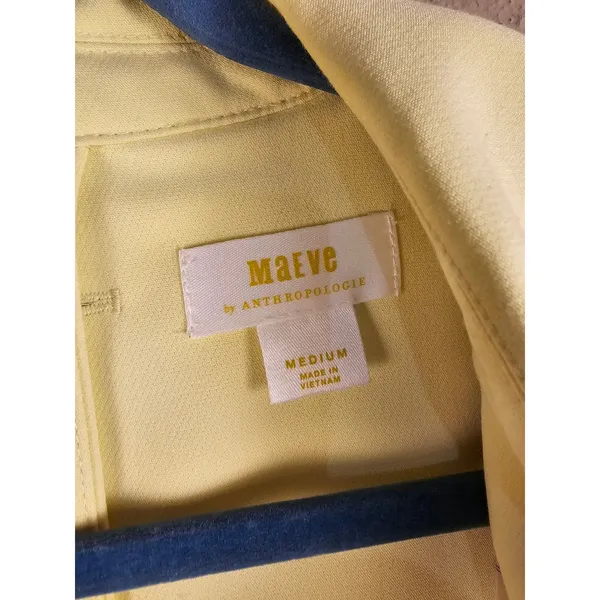 Maeve Anthropologie Womens‎ Butter Yellow Button Back Blazer Medium - Image 3