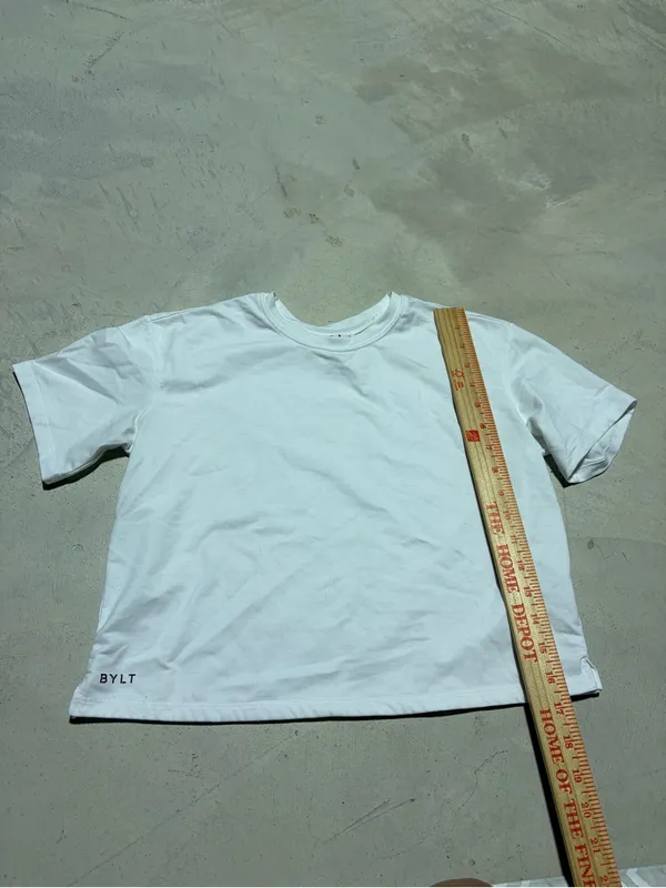 Bylt premium basics White Short-Sleeve essential cropped Crewneck Tee XS - Image 4