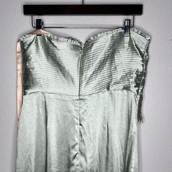 NEW Meshki Sage Green Ruched Petals Larissa Strapless Satin Maxi Dress - Image 7