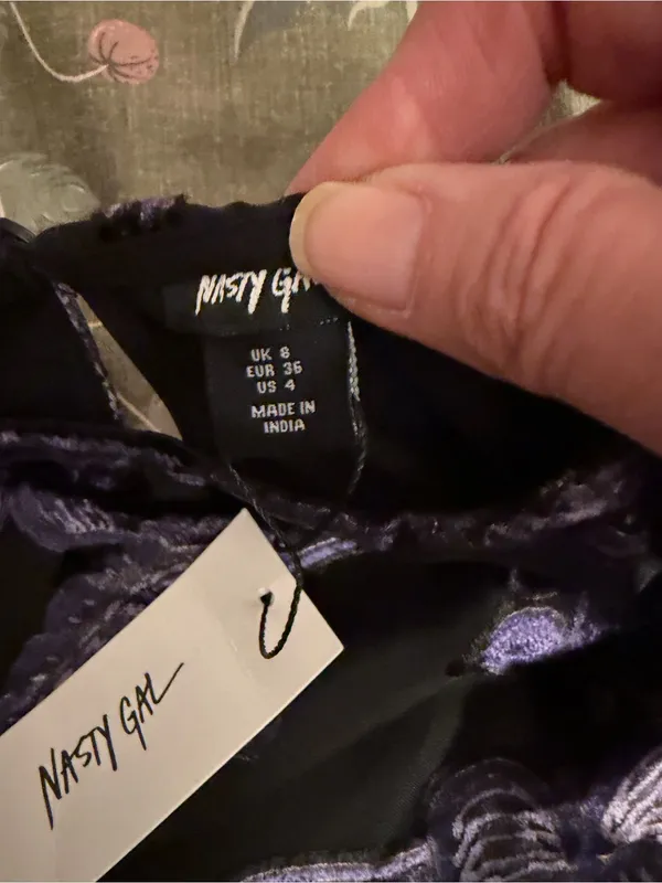 Nasty Gal Black Dress with Purple Floral Burnout - Image 7