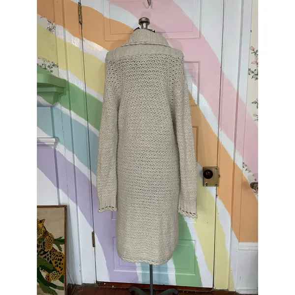 Mac & Jac Chunky Knit Cardigan Long Sweater Coat Cream L Boho Cozy - Image 4