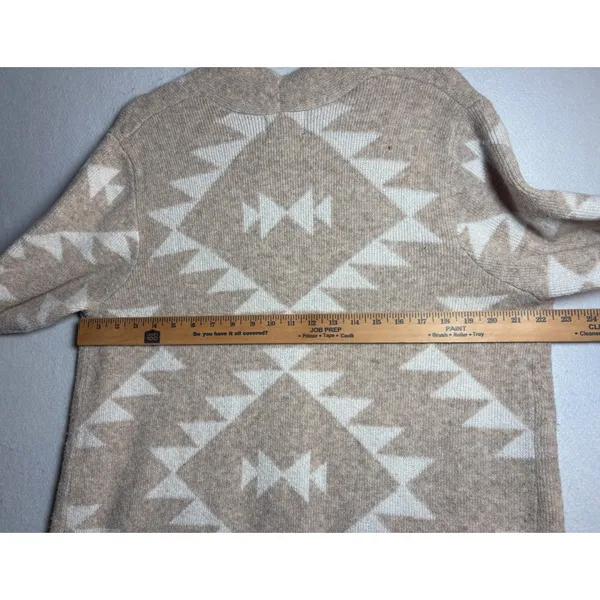 Frye Womens XL Beige Geometric Southwestern Open Front Knit Cardigan Sweater - Image 9
