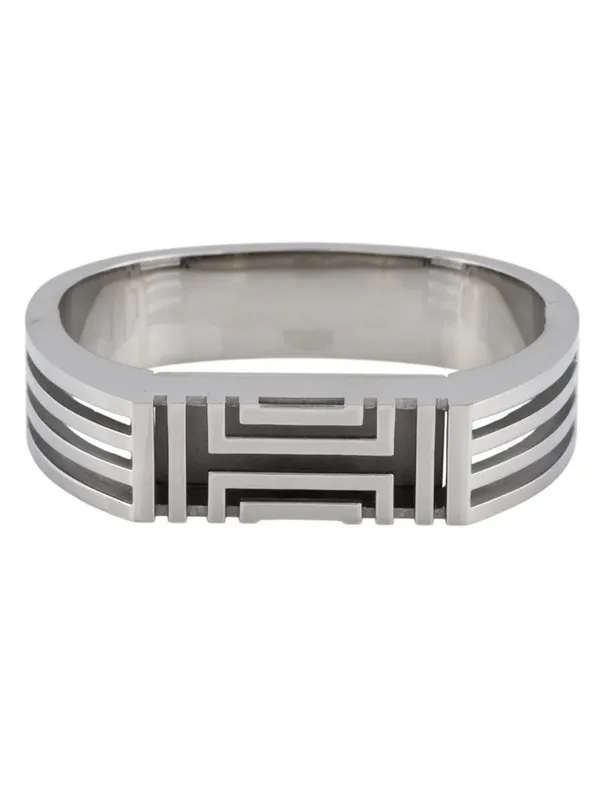 Tory Burch X Fitbit Silver Tone Metal Geometric Hinged Bangle Bracelet - Image 12