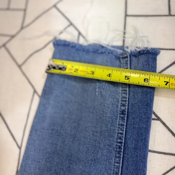 Old Navy Sky-Hi Straight Jeans 4 Blue‎ Distressed Raw Hem Extra High Rise - Image 7