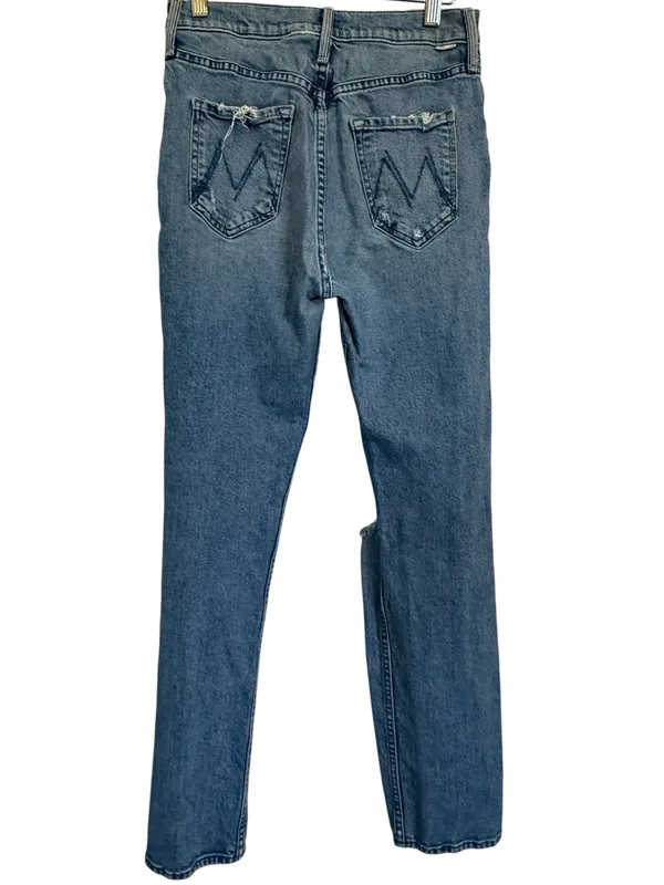 MOTHER High Waisted Rider Skimp Jeans 28 Bloom and Doom Distressed Straight Leg - Image 4