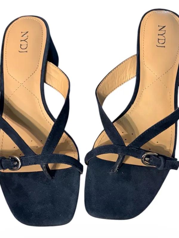 NYDJ Women's Blue Suede Strappy Buckle Heeled Sandals Size 7 New - Image 2