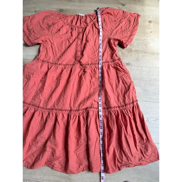 EUC Beach Lunch Lounge Collection Embroidered Tiered Midi Dress Size M Boho - Image 4