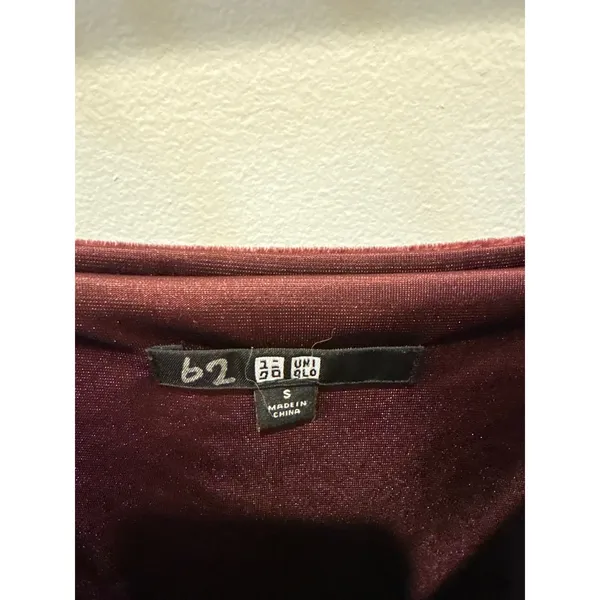 Uniqlo Velvet Slip Dress Burgundy Mini Spaghetti Strap Size S‎ - Image 3