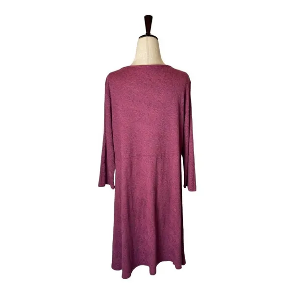 Cut Loose Dress Women Large Pink Mauve Lace Like Pattern Long‎ Sleeve Mini Boho - Image 2