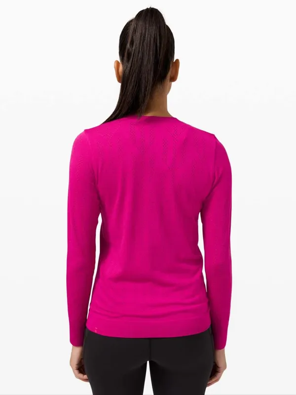 Lululemon Swiftly Breathe Long Sleeve Fletching Lines Ripened Raspberry Size 10 - Image 2