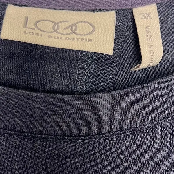 LOGO Lori Goldstein Blue Long Sleeve Open Back Shirt 3X - Image 3