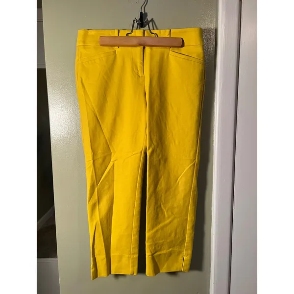 Loft Women's Sz 4 Petite Marisa Fit Cropped Riviera Pant Mustard Yellow Mid-Rise - Image 2