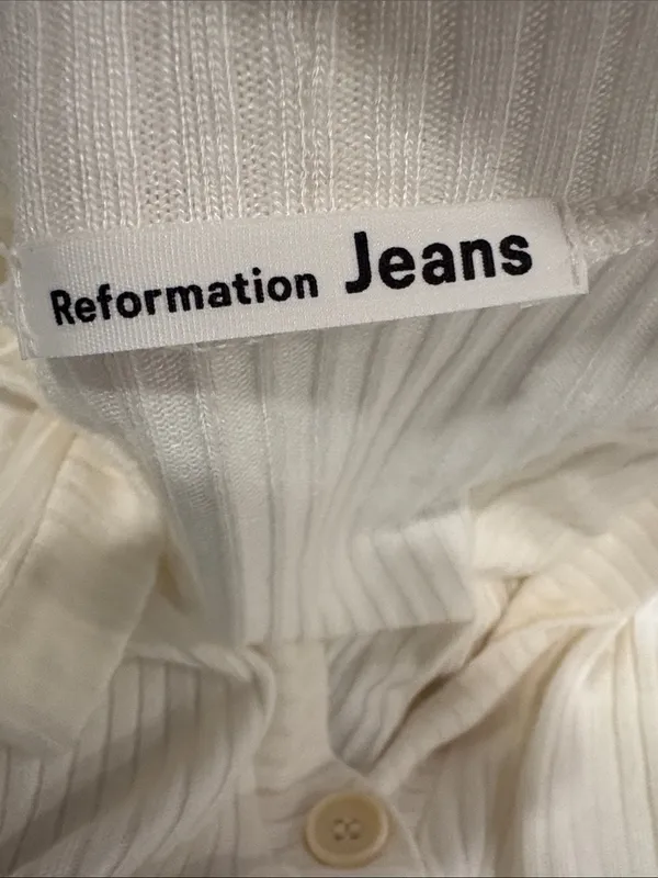 REFORMATION Vitalia Ribbed Top In Ivory Cardigan XS - Image 8