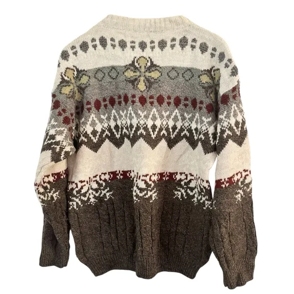 Noba Vintage Italian Wool Blend Fair Isle Crewneck Sweater Women’s Size Large - Image 2