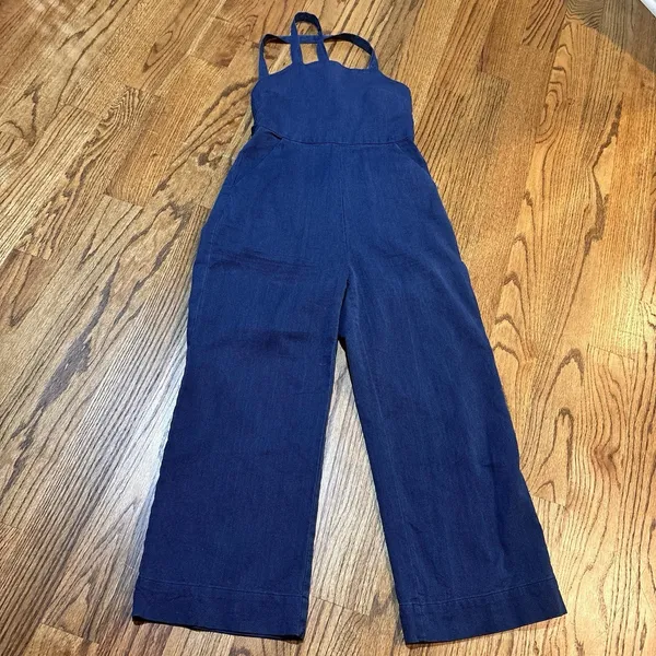 Marine Layer Tess Jumpsuit Women's Size 0 Indigo Blue‎ 100% Cotton Wide Leg - Image 5