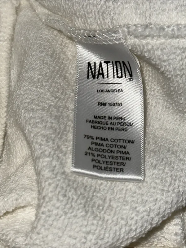 Nation LTD Women’s Size M White Ruffle Hem Drawstring French Terry Shorts - Image 4