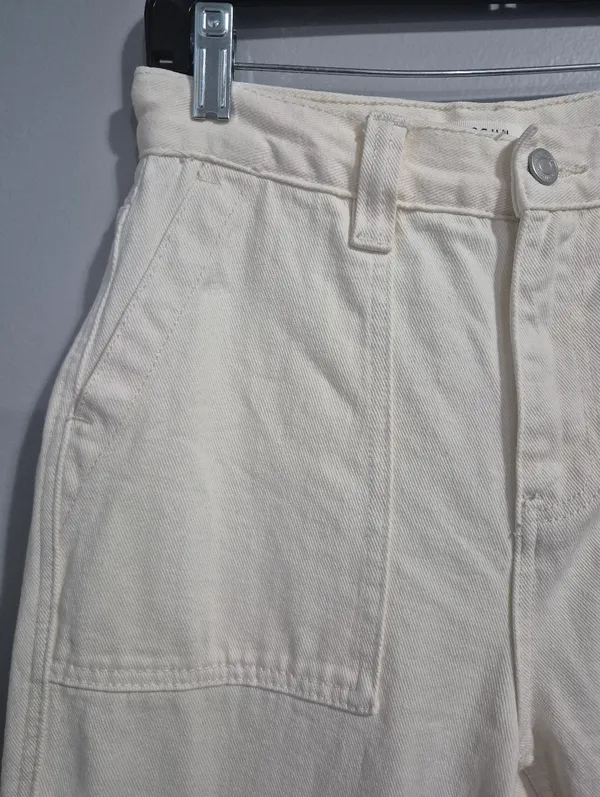 PacSun y2k summer beige Womens Highrise Carpenter cargo white utility Pants 25 - Image 2
