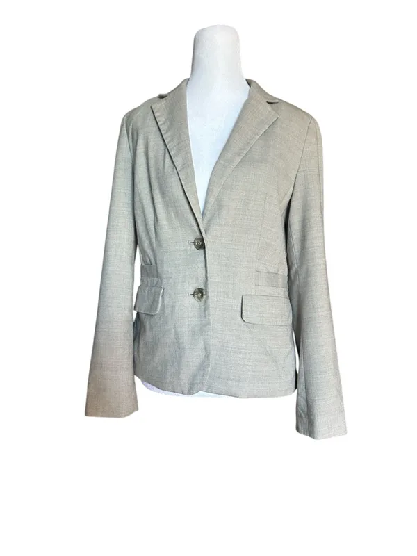 Banana Republic Cream Blazer Size 6 Wool Blend Two-Button Career Suit‎ Jacket - Image 2