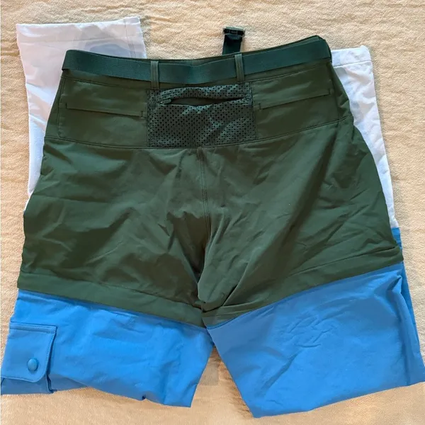 Outdoor Voices RecTrek Zip-Off Pants Size Small Green Blue White Colorblock OV - Image 7