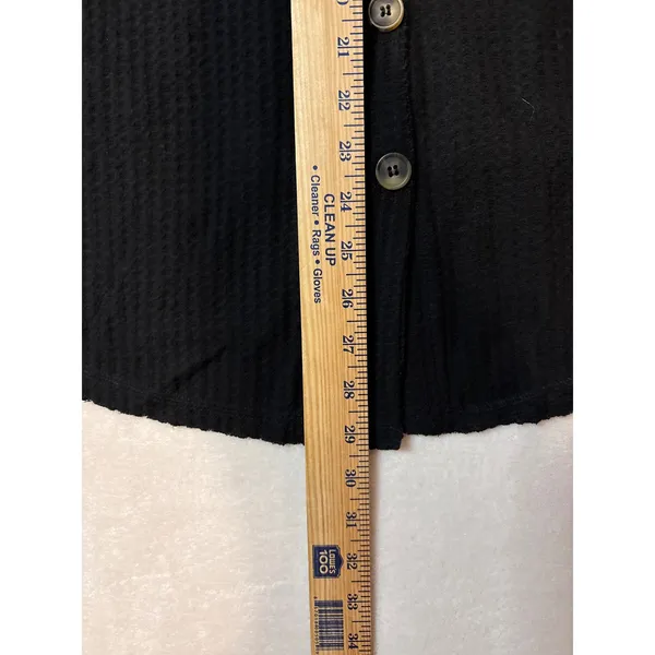 Umgee Black‎ Waffle Knit Cardigan Button Front Oversized V-Neck Sweater M - Image 7