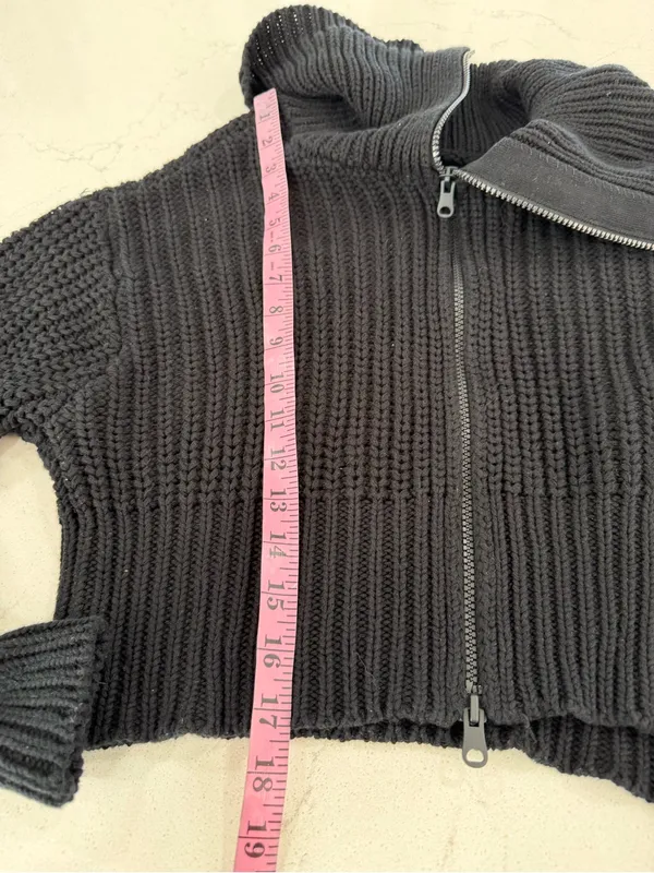 aerie Black Chunky Cropped Half-Zip Turtleneck Sweater - Image 8
