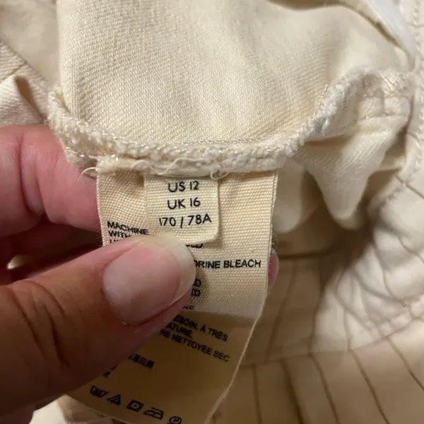 Free People Montella Cream & Brown Pinstripe High Rise Paperbag Jeans 12 - Image 4