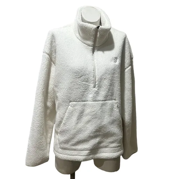 New Balance Women's White Sherpa Half Zip Pullover Jacket Size L Winter Warm - Image 2