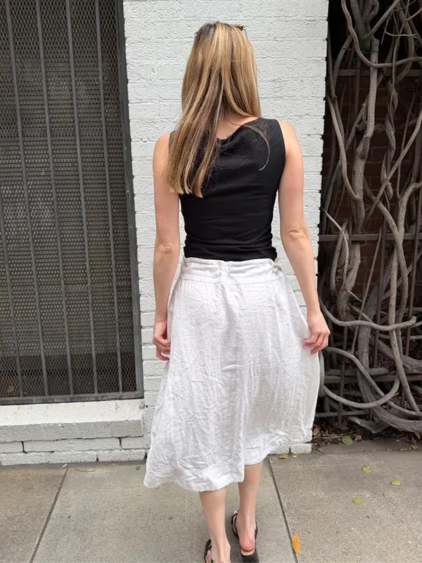 Target A New Day white midi skirt with button front and pockets sz L #milkmaid #cottagecore #boho #eurosummer - Image 2