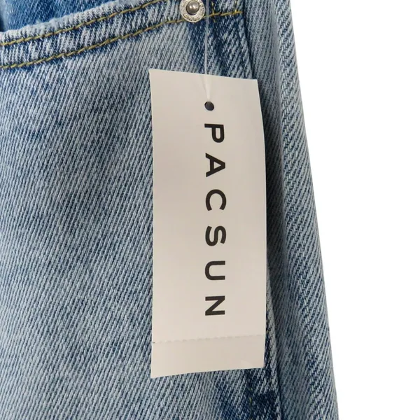 Pacsun Pacsun Low Rise Wide Leg Jeans Light Wash Silver Chain Belt Size 24 Baggy - Image 10