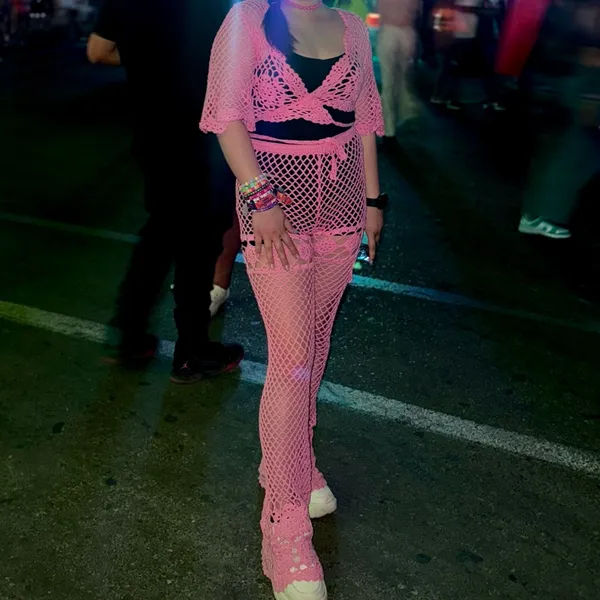 Dollskill DREAM AWAY CROCHET BELL BOTTOMS PINK - Image 4