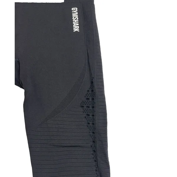 Gymshark Energy+ Seamless Leggings Womens M Black Eyelet High Waist Cropped Gym‎ - Image 7