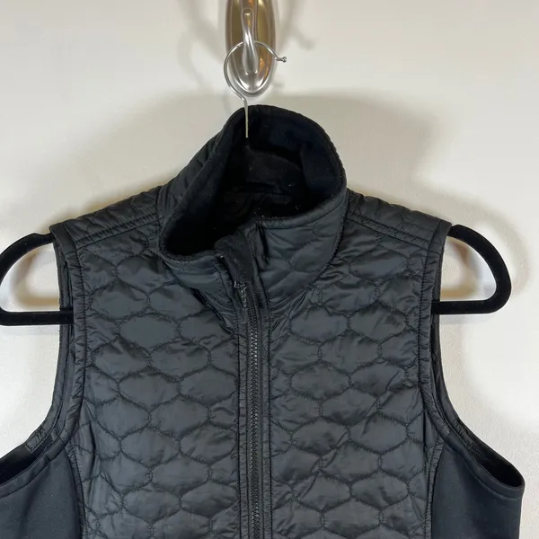 LL Bean PrimaLoft Packaway Vest Womens Small Black‎ Quilted Full Zip Gorpcore - Image 2