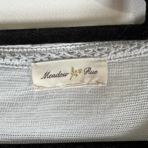 Anthropologie Meadow Rue Mesh Lace Embroidered Shirt Top Sz L Cottagecore Blue‎ - Image 6