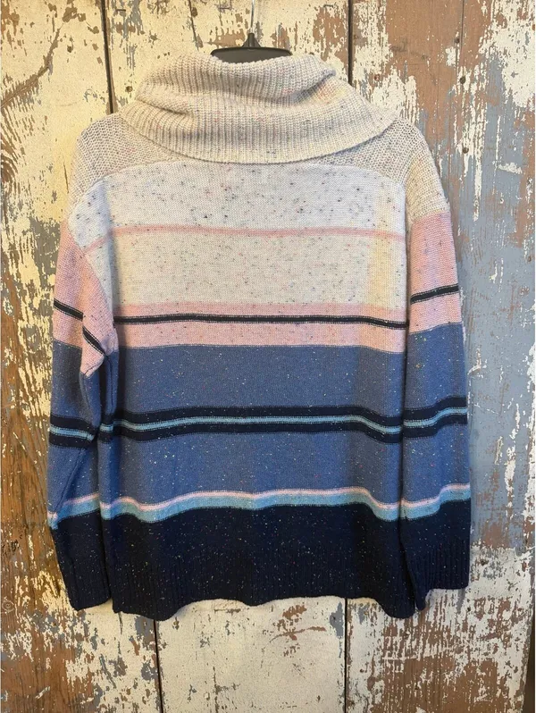 Andree by Unit Turtleneck speckled knit striped sweater, size Large - Image 3