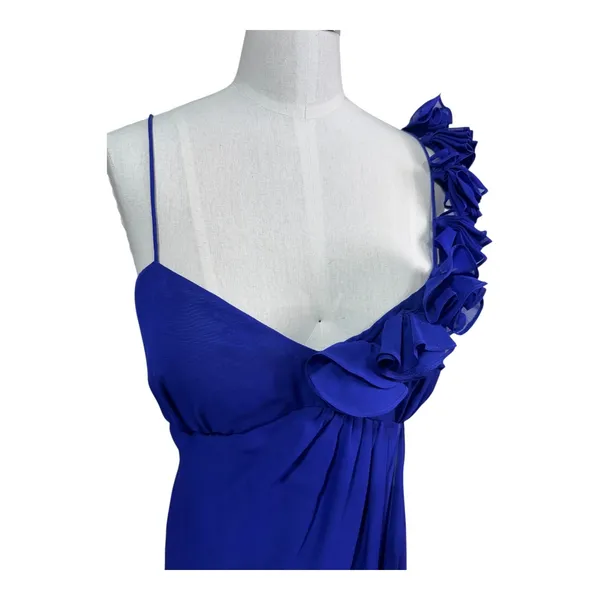 Adrianna‎ Papell Hailey One Shoulder Ruffle Chiffon Prom Gown Formal Women's 14 - Image 3
