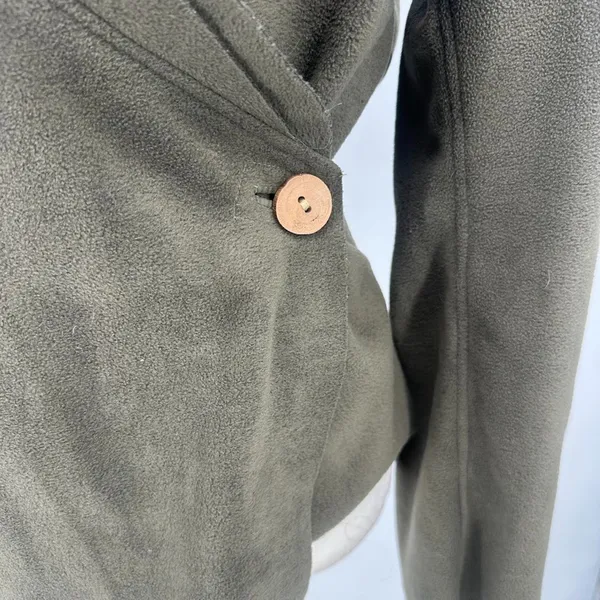 AVATAR CLOTHING Nepal Green‎ Wrap Fleece Top Sweater Wooden Button Size Medium - Image 3