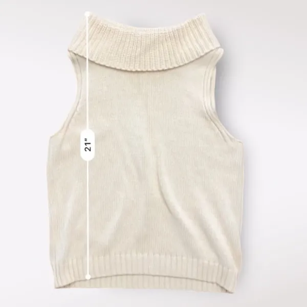 Pants Store Cream Cowl Neck Sleeveless Sweater Vest Womens Size M Comfy‎ Casual - Image 4