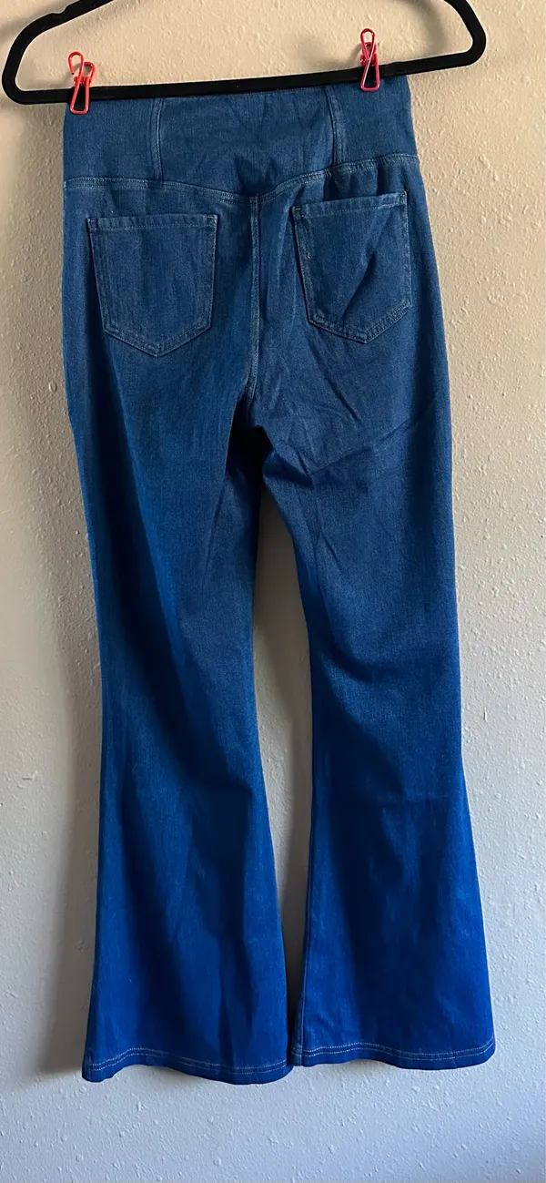 NWOT Halara Crossover High Waisted Denim Flare Pants Small S Petite - Image 3