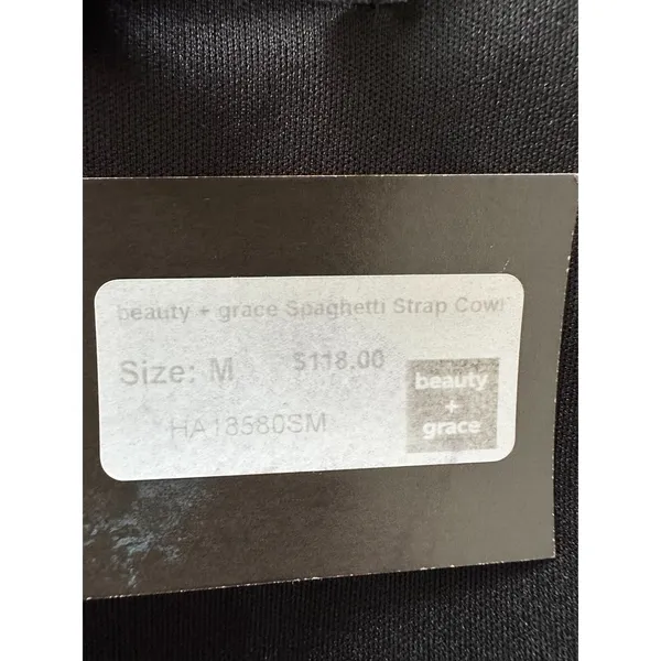 Beauty+Gace Size-M Women Dress Satin Cowl Neck‎ Midi Slip Black - Image 7