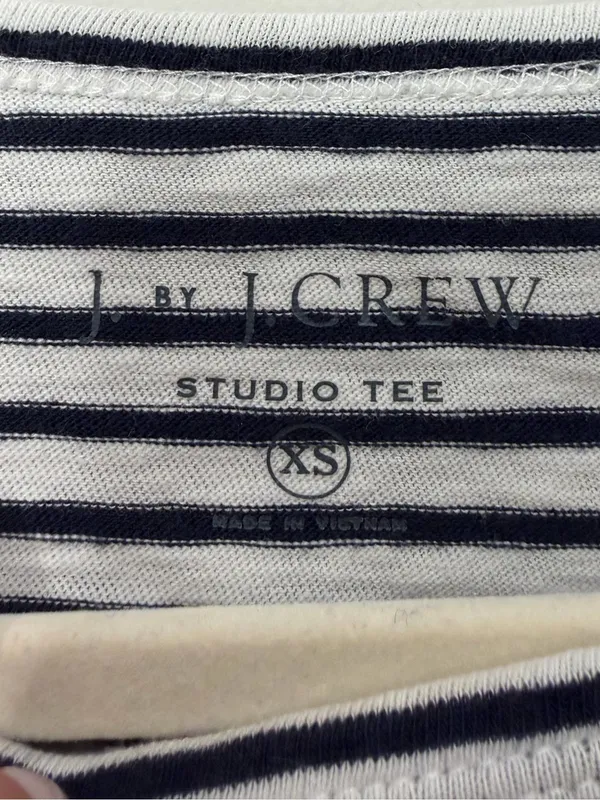 J.Crew Studio Tee Navy White‎ Striped Cotton T-Shirt Size XS - Image 2