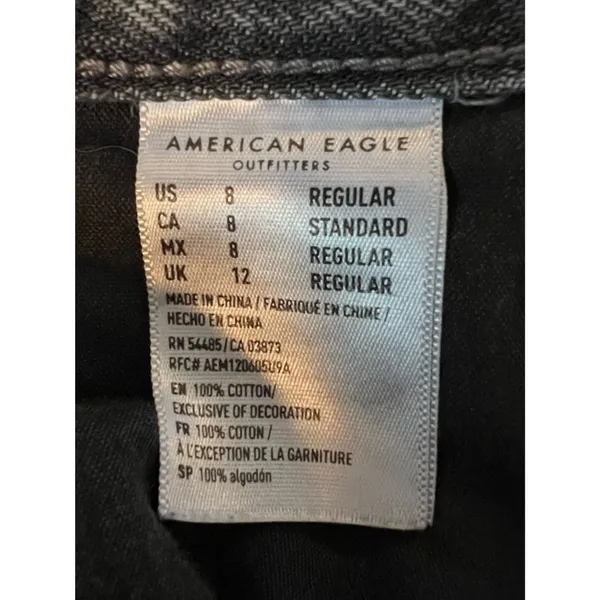 American Eagle Mom Jeans High Rise Distressed Gray Acid Wash Alternative Y2K 8 - Image 6