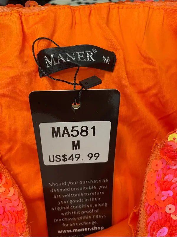 Maner Sequin Pencil Skirt in Vibrant Orange - Image 3