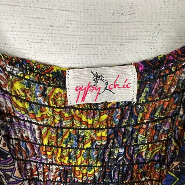Gypsy Chic Maxi Dress Boho Paisley Print V-Neck Smocked Waist Sundress Festival - Image 7