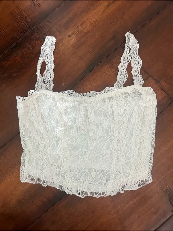 More to Come/Revolve White Lace Crop Tank Top - Women - Image 4