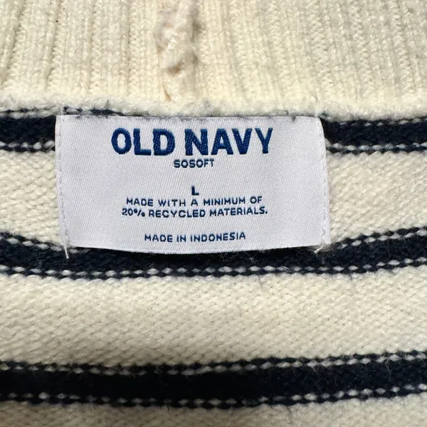 2160 | Old Navy SoSoft Striped Heart Cardigan Sweater White Women Large - Image 5