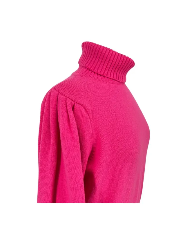 French Connection Puff Sleeve Turtleneck Sweater Pink Size Small Preppy Bold - Image 2