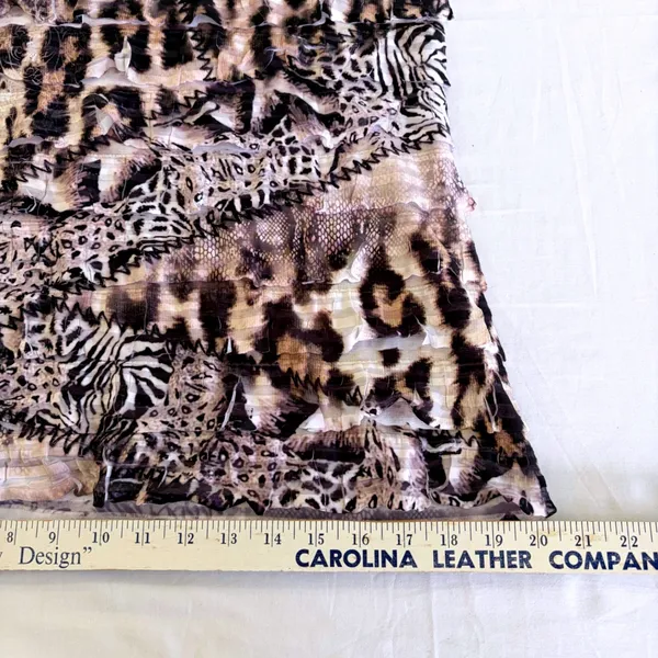 90's Y2K Cubism Los Angeles Animal Print Ruffle Artsy Mesh Top Mixed Media Small - Image 6