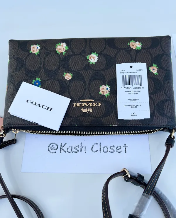 Coach Zip Top Crossbody With Mini Rose Print - Image 7