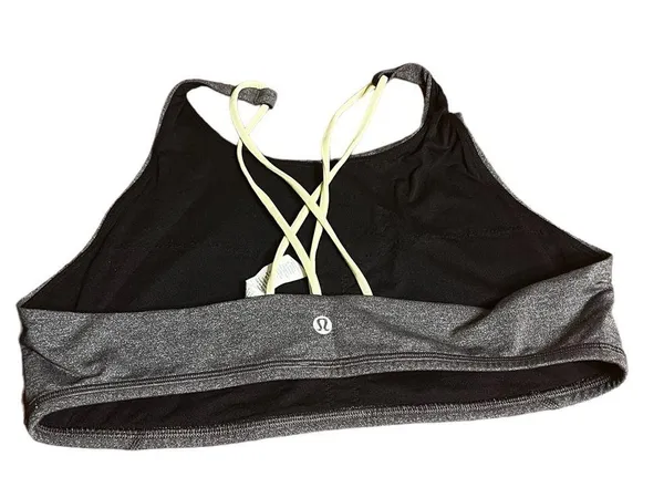 Lululemon Free To Be Bra *High Neck Heathered Black / Lemon Ice Size 12 - Image 4